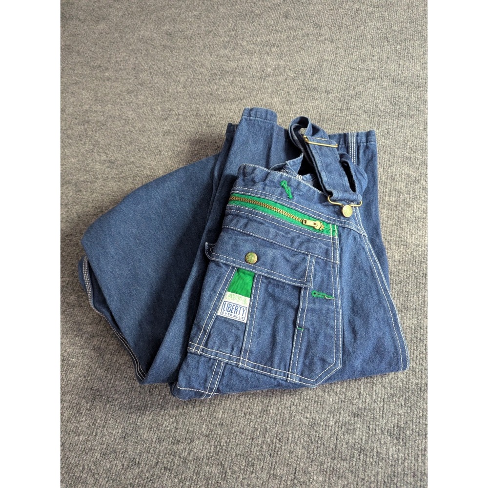 LIBERTY Denim Carpenter Bib Overalls Blue Men's Sz 40x30 Vintage Made In Russia